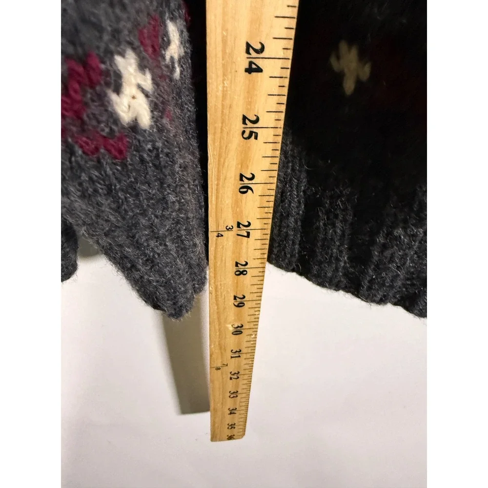 John Ashford Sport Mens Gray Fair Isle Shetland Wool Hand Knitted Sweater Medium